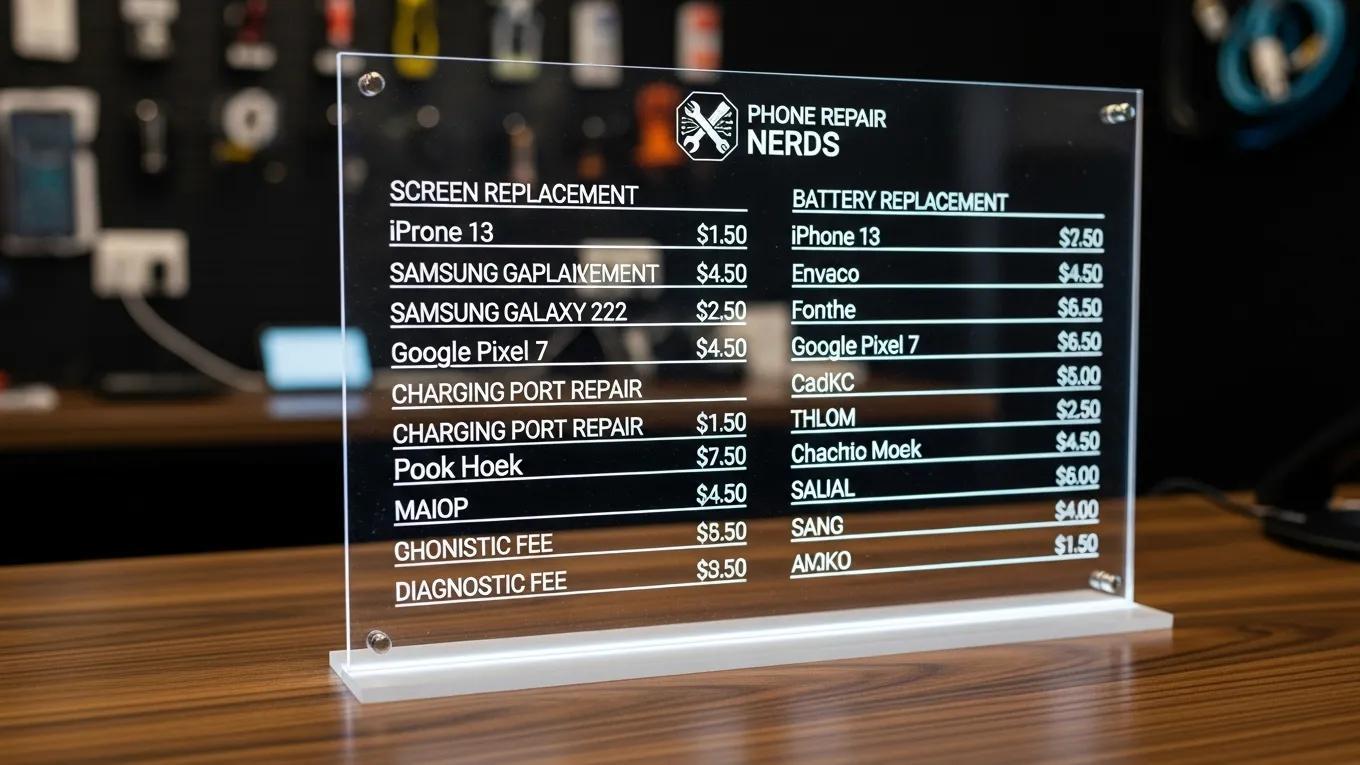 Clear pricing information for phone screen repair services at Phone Repair Nerds in Humble, TX