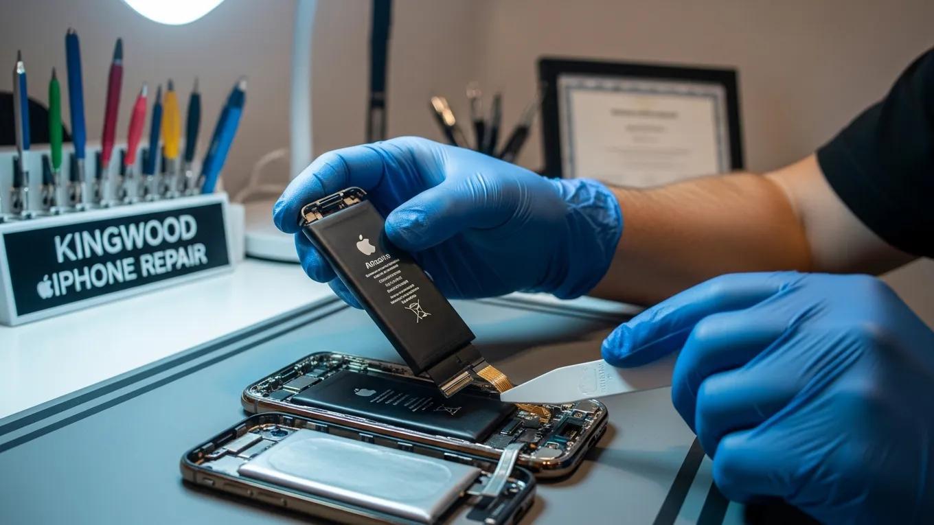 Technician replacing an iPhone battery showcasing expert service in Kingwood