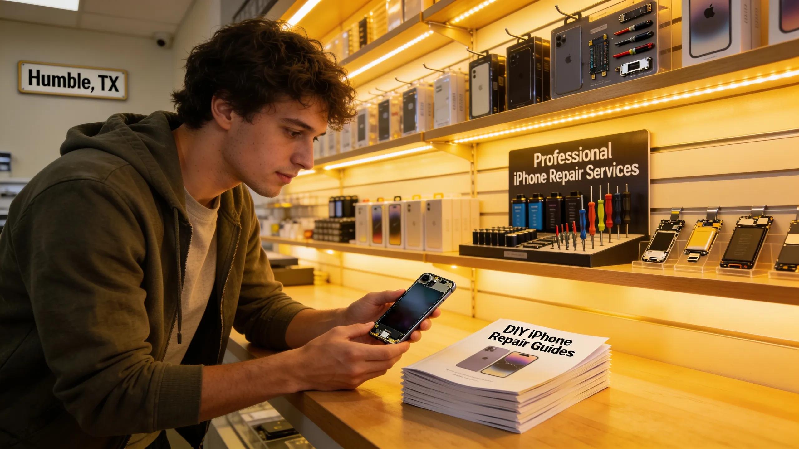 Consumer exploring iPhone repair options, illustrating the mix of DIY and professional repair trends