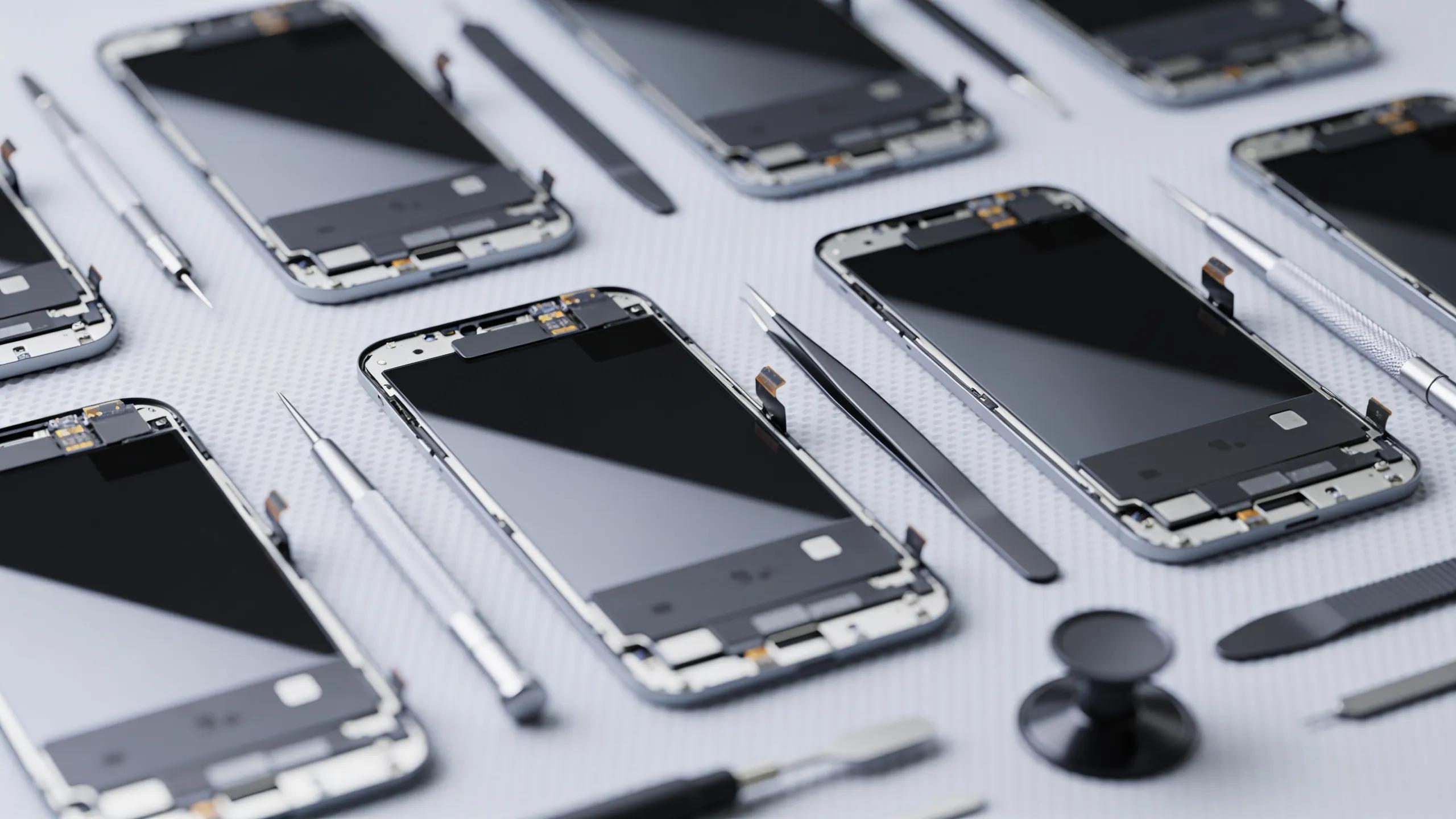 High-quality OEM smartphone screens and tools, showcasing repair excellence